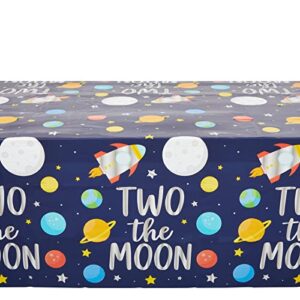 BLUE PANDA 3 Pack Two The Moon Tablecloth for 2nd Birthday Party, Table Cover Party Decorations (54 x 108 in)