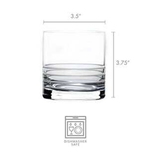 Mikasa Cal Double Old Fashioned Whiskey Glasses, 4 Count (Pack of 1), Clear