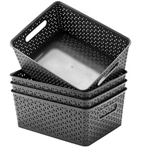 aebeky plastic storage basket,medium weave basket organizer,4-pack (grey)