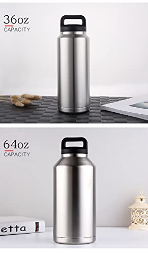 GORILLA GEAR Vacuum Insulated 36 oz Leak-Proof Water Bottle || Double Walled Stainless Steel - Midnight Black