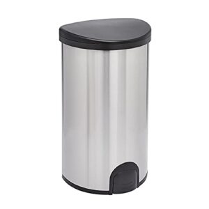 amazon basics automatic hands-free stainless steel trash can - toe tap, 50-liter