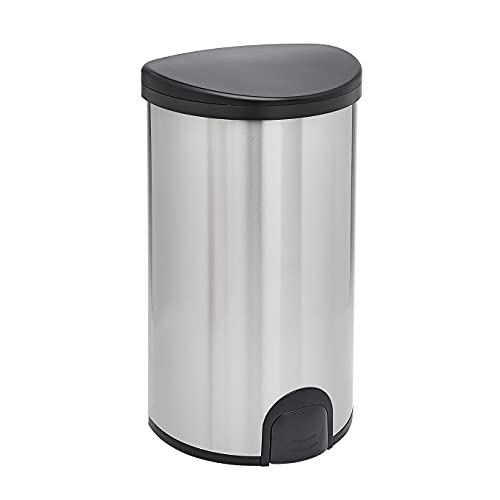 Amazon Basics Automatic Hands-Free Stainless Steel Trash Can - Toe tap, 50-Liter