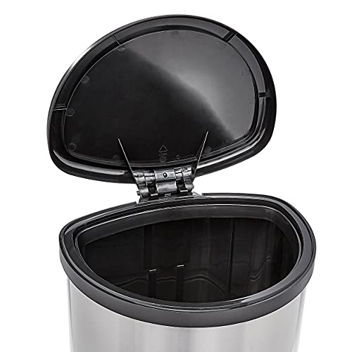 Amazon Basics Automatic Hands-Free Stainless Steel Trash Can - Toe tap, 50-Liter