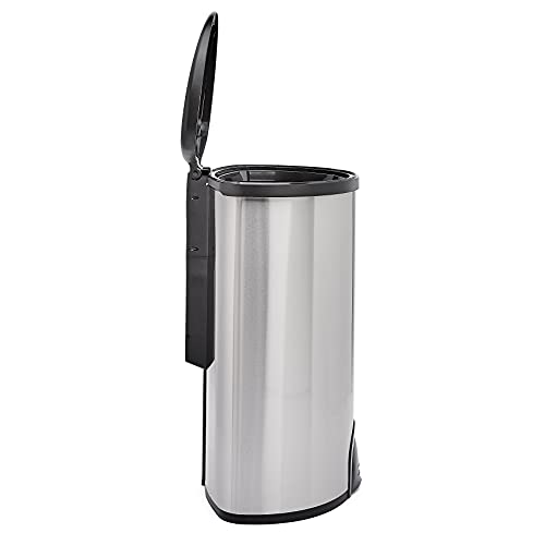 Amazon Basics Automatic Hands-Free Stainless Steel Trash Can - Toe tap, 50-Liter