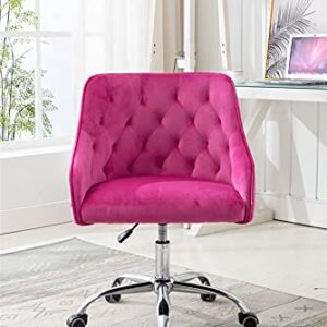 SLEERWAY Velvet Home Office Desk Chair, Modern Swivel Armchair, Comfy Task Chair with Height Adjustable, Upholstered Tufted Computer Chair for Working or Studying (Purple)