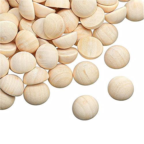 100pcs Half Wood Balls Unfinished Natural Mini Half Ball Split Wood Balls for DIY Projects, Kids Arts and Craft Supplies (15mm)