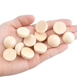 100pcs Half Wood Balls Unfinished Natural Mini Half Ball Split Wood Balls for DIY Projects, Kids Arts and Craft Supplies (15mm)