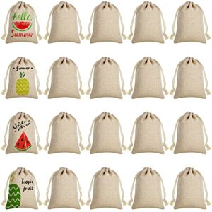 20 pieces sublimation burlap bags sublimation linen burlap drawstring bag sublimation burlap present bags with drawstring for summer favors party diy craft candy bag
