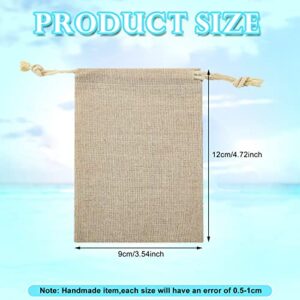 20 Pieces Sublimation Burlap Bags Sublimation Linen Burlap Drawstring Bag Sublimation Burlap Present Bags with Drawstring for Summer Favors Party DIY Craft Candy Bag