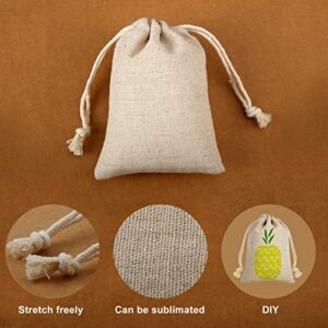 20 Pieces Sublimation Burlap Bags Sublimation Linen Burlap Drawstring Bag Sublimation Burlap Present Bags with Drawstring for Summer Favors Party DIY Craft Candy Bag