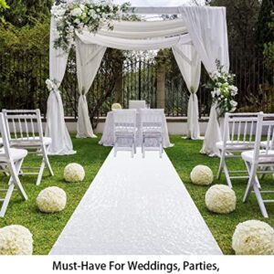 Aisle Runner for Wedding Ceremony White 4FT Wide Sequin Aisle Runner for Weddings Outdoor Indoor Floor Carpet Runner 10FTX4FT White Sequence Aisle Runner for Prom Banquet Theme Party Decorations