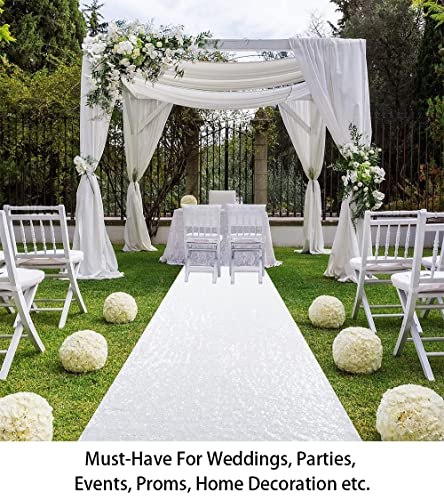 Aisle Runner for Wedding Ceremony White 4FT Wide Sequin Aisle Runner for Weddings Outdoor Indoor Floor Carpet Runner 10FTX4FT White Sequence Aisle Runner for Prom Banquet Theme Party Decorations