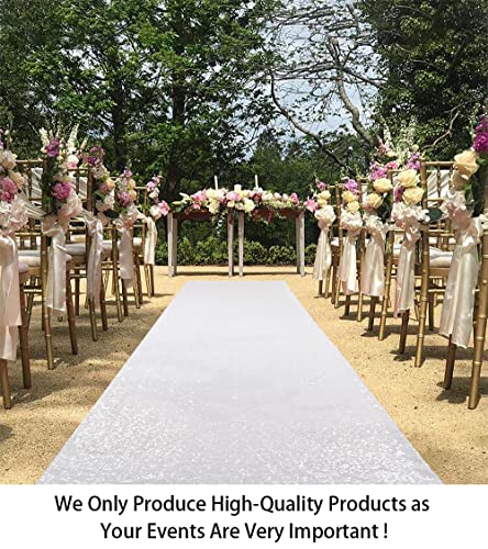 Aisle Runner for Wedding Ceremony White 4FT Wide Sequin Aisle Runner for Weddings Outdoor Indoor Floor Carpet Runner 10FTX4FT White Sequence Aisle Runner for Prom Banquet Theme Party Decorations