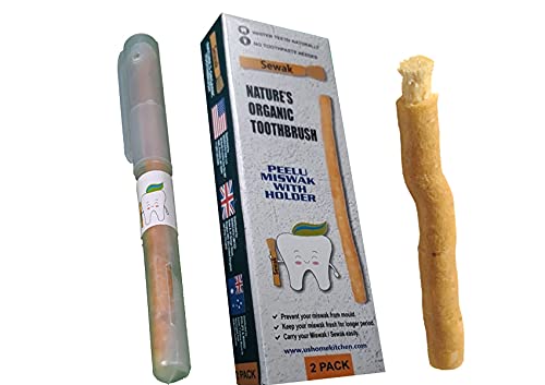 SEWAK Miswak Sticks for Teeth Natural Toothbrush | مسواك | Siwak Organic Wooden Tooth Brush Oral Teeth Whitener with Holder | Vacuum Sealed