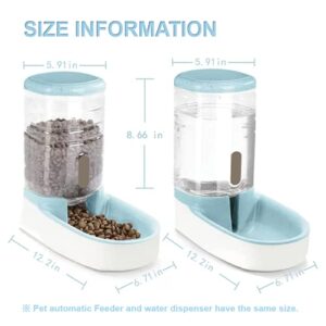 MGMNGY Pet Supplies Cat/Dog High Capacity Feeder and Water Dispenser Set, Natural Gravity Without Electricity, Water Storage Capacity 3.8L, Grain Storage Capacity 2.1kg, Blue