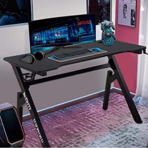 Gaming Desk Computer Desk 45.2"x 23.4" Home Office Desk Extra Large Modern Ergonomic Black PC Carbon Fiber Table Gamer Workstation with Cup Holder Headphone Hook