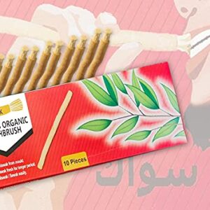 SEWAK Miswak Sticks for Teeth Natural Toothbrush | مسواك | Siwak Organic Wooden Tooth Brush Oral Teeth Whitener with Holder | Vacuum Sealed (10 Pack)