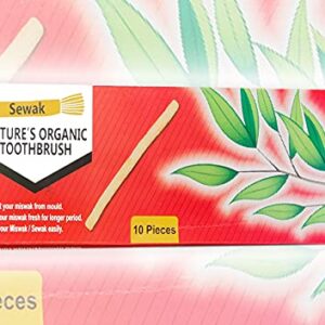 SEWAK Miswak Sticks for Teeth Natural Toothbrush | مسواك | Siwak Organic Wooden Tooth Brush Oral Teeth Whitener with Holder | Vacuum Sealed (10 Pack)