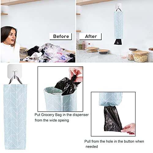 Plastic Bag Holder 4 Pack Grocery Bags Holders, Wall Hanging Large Grocery Bag Storage Dispenser Shopping Bag Carrier Holder Organizer, Folding Recycling Garbage Bag Holder for Trash Bags with 4 Hooks