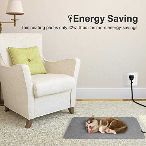 FluffyDream Pet Heating Pad for Dogs and Cats Indoor Warming Mat Electric Heating Pad with Chew Resistant Steel-Wrapped Cord and Soft Cover