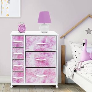 Sorbus Dresser Organizer,for Kids - Boys & Girls Bedroom Organization, Baby Dresser - Clothing Organizer, Storage Drawers for Toys - Steel Frame, Wood Top, Fabric, (7-Drawer, Pastel Tie-dye Pink)