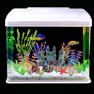 EVIWILL 16 Pieces Aquarium Decorations Coral Castle Fish Tank Decorations Accessories Betta Fish Cave Hideout Barrel Plastic Plants Artificial Starfish Ornament Anemone Multi-colored MJ210420