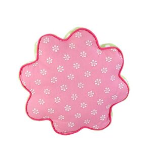 Cozy Line Home Fashions Polka Dot Embroidered Floral 18"x18"x3" Novelty Flower Shaped Set of 1 Decor Throw Pillow, Pink, Green, White, Multi-Color