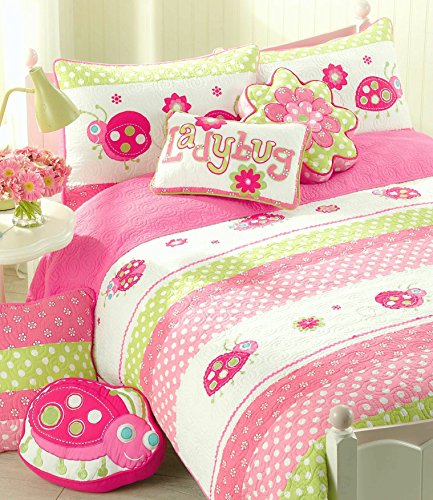 Cozy Line Home Fashions Polka Dot Embroidered Floral 18"x18"x3" Novelty Flower Shaped Set of 1 Decor Throw Pillow, Pink, Green, White, Multi-Color