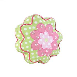 Cozy Line Home Fashions Polka Dot Embroidered Floral 18"x18"x3" Novelty Flower Shaped Set of 1 Decor Throw Pillow, Pink, Green, White, Multi-Color