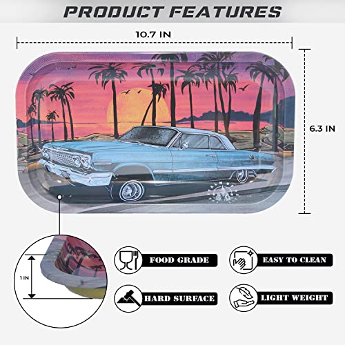 The Realm Of Oz LLC Lowrider Metal Tray Medium Sized Serving Tray 10.7 x 6.3 x1 Metal Serving Tray with Smooth Edges for Home or Travel