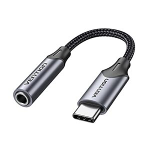 vention usb type c to 3.5mm headphone jack adapter, usb c to aux audio dongle cable with dac chip compatible with ipad pro pixel 2 xl samsung galaxy s21 s20 ultra s20+ note 20 10 s10