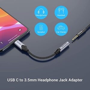 VENTION USB Type C to 3.5mm Headphone Jack Adapter, USB C to Aux Audio Dongle Cable with DAC Chip Compatible with iPad Pro Pixel 2 XL Samsung Galaxy S21 S20 Ultra S20+ Note 20 10 S10