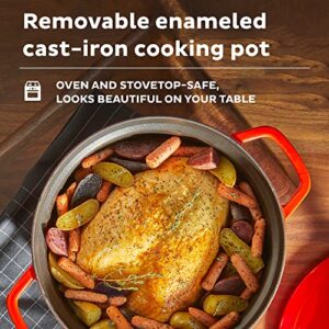 Instant Pot, 6-Quart 1500W Electric Round Dutch Oven, 5-in-1: Braise, Slow Cook, Sear/Sauté, Cooking Pan, Food Warmer, Enameled Cast Iron, Free App With 50 Recipes, Perfect Wedding Gift, Red