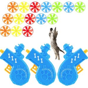 18 Pieces Cat Fetch Toy - Cat Tracks Cat Toy - Fun Levels of Interactive Play -Cat Toys with 5 Colors Flying Propellers Satisfies Cat Hunting, Chasing & Training Exercise Needs