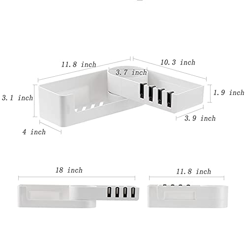 Hushnow 2 Pack Corner Shower Caddy Rotatable Wall-Mounted Shower Shelf, Shampoo Rack, Shelf with Hooks Shower Rack (white) Suitable for use in Kitchen Shower Storage and Bathroom