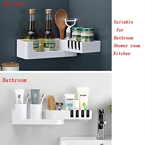 Hushnow 2 Pack Corner Shower Caddy Rotatable Wall-Mounted Shower Shelf, Shampoo Rack, Shelf with Hooks Shower Rack (white) Suitable for use in Kitchen Shower Storage and Bathroom