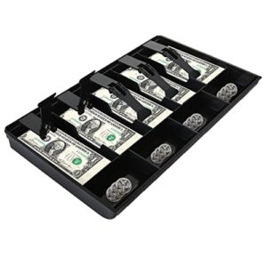 acrux7 cash register drawer insert tray 16 inch cash money tray replacement with 4 coin/5 bill drawer register insert tray storage case with abs plastic clip, cash organizer tray for small business
