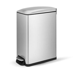 innovaze 2.6 gal./10 liter slim stainless steel step-on trash can for bathroom and office