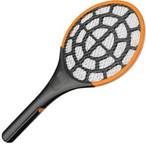 black+decker electric fly swatter- fly zapper- tennis bug zapper racket- battery powered zapper- electric mosquito swatter- handheld indoor & outdoor- non toxic, safe for humans & pets