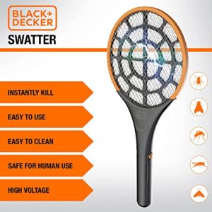 BLACK+DECKER Electric Fly Swatter- Fly Zapper- Tennis Bug Zapper Racket- Battery Powered Zapper- Electric Mosquito Swatter- Handheld Indoor & Outdoor- Non Toxic, Safe for Humans & Pets