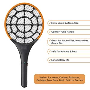 BLACK+DECKER Electric Fly Swatter- Fly Zapper- Tennis Bug Zapper Racket- Battery Powered Zapper- Electric Mosquito Swatter- Handheld Indoor & Outdoor- Non Toxic, Safe for Humans & Pets