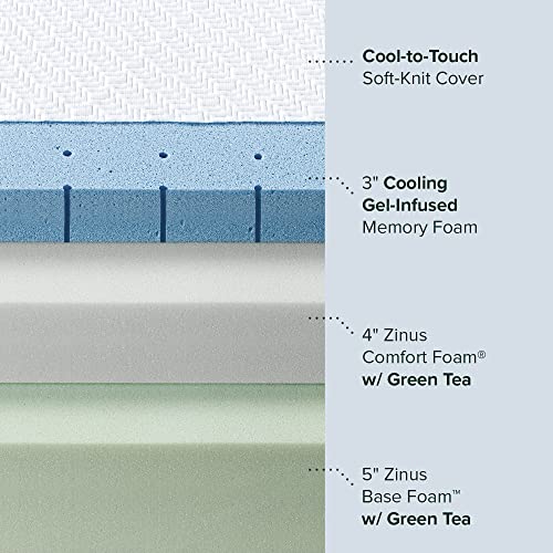 ZINUS 12 Inch Ultra Cooling Gel Memory Foam Mattress / Cool-to-Touch Soft Knit Cover / Pressure Relieving / CertiPUR-US Certified / Bed-in-a-Box / All-New / Made in USA, Full