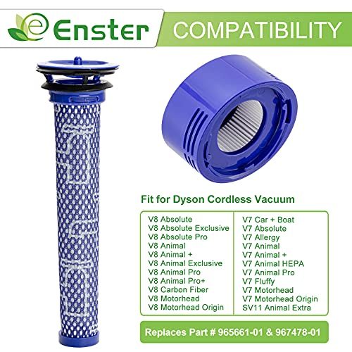 Replacement Filter for Dyson V8 Animal, V8+, V8 Absolute, V8 Motorhead, V8 Carbon Fiber, V7 Absolute, V7 Animal Pro, V7 Animal Plus, V7 Trigger Pro Vacuum,1 Pre Filters & 1 HEPA Post Filters for Dyson V8, Compare to Part # 965661-01 & 967478-01