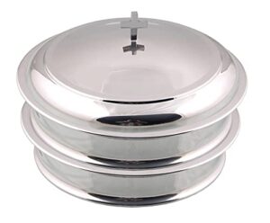 communion ware 2 holy wine serving trays with a cover - stainless steel (silver/mirror)