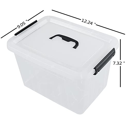 Kekow 6-Pack 10 L Plastic Storage Boxes, Clear Plastic Storage Bins with Lids