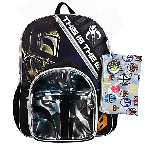 Star Wars' The Mandalorian Baby Yoda Backpack and Shaped Lunch 5 piece Value Set