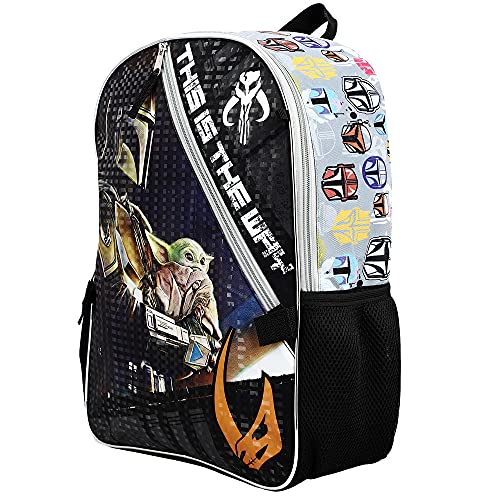 Star Wars' The Mandalorian Baby Yoda Backpack and Shaped Lunch 5 piece Value Set