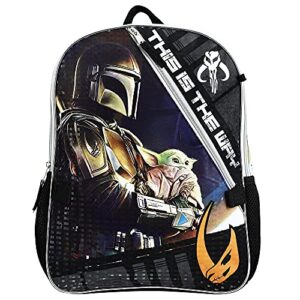 Star Wars' The Mandalorian Baby Yoda Backpack and Shaped Lunch 5 piece Value Set