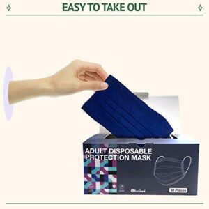 50 Pieces Adult Disposable Face Masks Single Use Effective, Soft on Skin, Bulk Pack 3-Ply Masks Facial Cover with Elastic Ear Loops For Home, Office, School, and Outdoors (Mix Solid Colors)