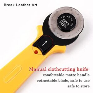 Break Leather Art Rotary Cutter Professional 45mm Rotary Fabric Cutting Machine, Ergonomic Soft Handle Rotary Drum Cutter for Cutting Quilted Fabrics and Crafts.